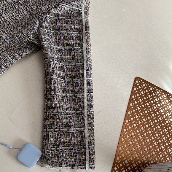 𝅺jacket Society cropped tweed Lurex fringe gold buttons tailored blazer Sz S - Picture 11 of 15